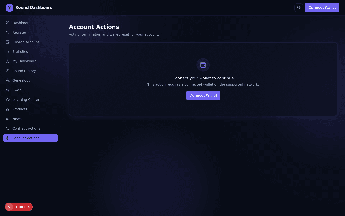 Account Actions page