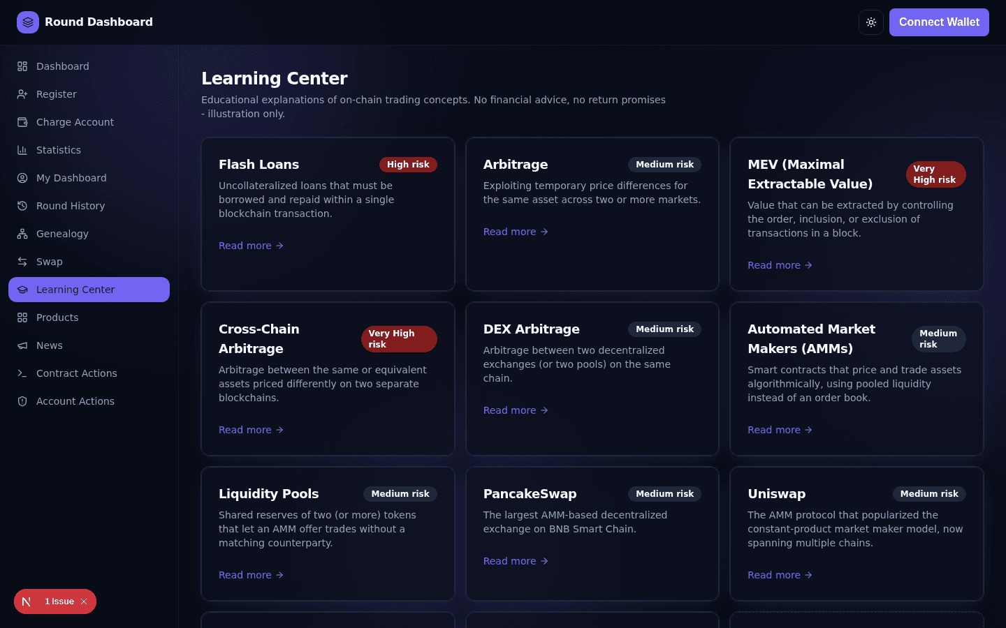 Learning Center page