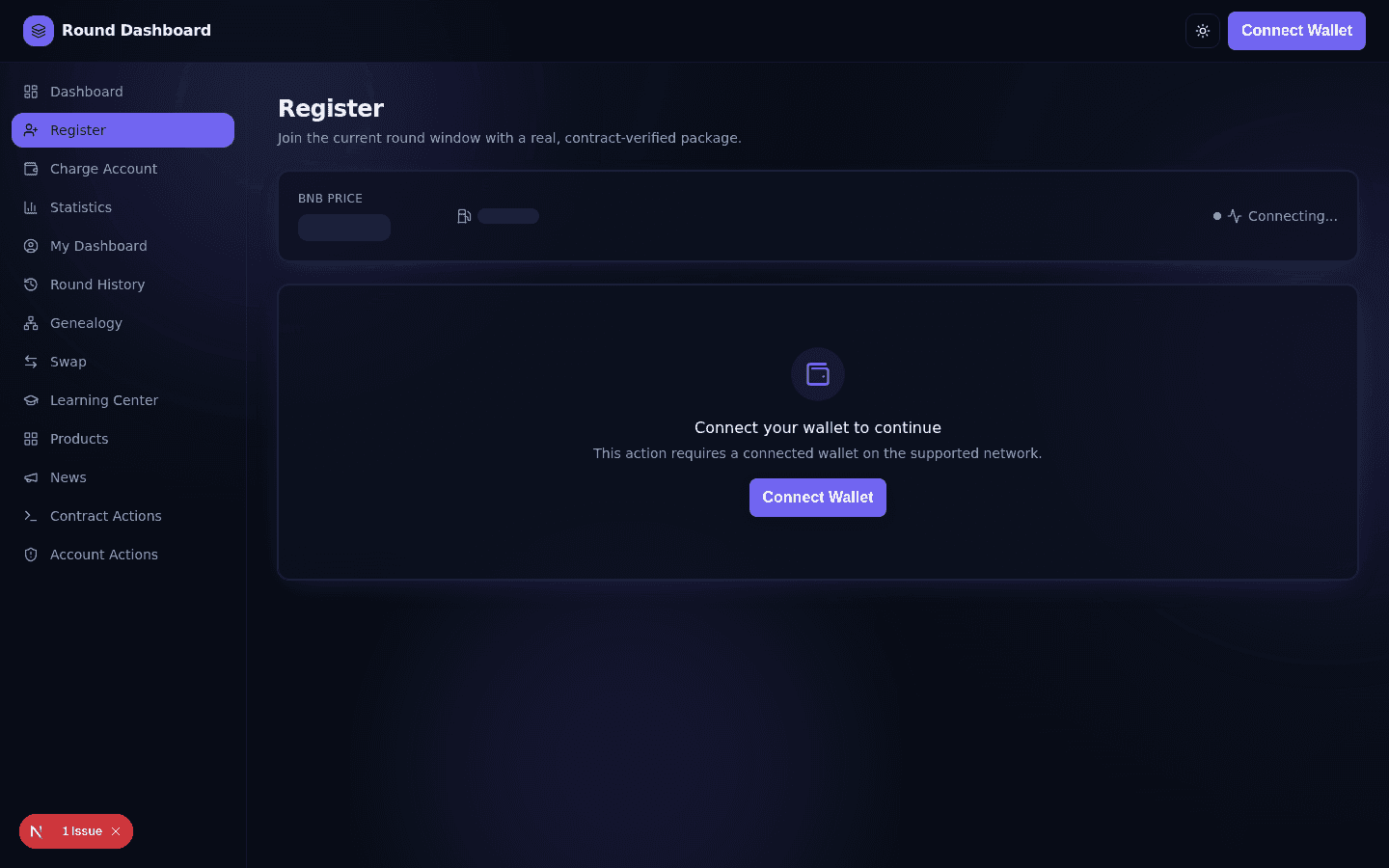 Registration page